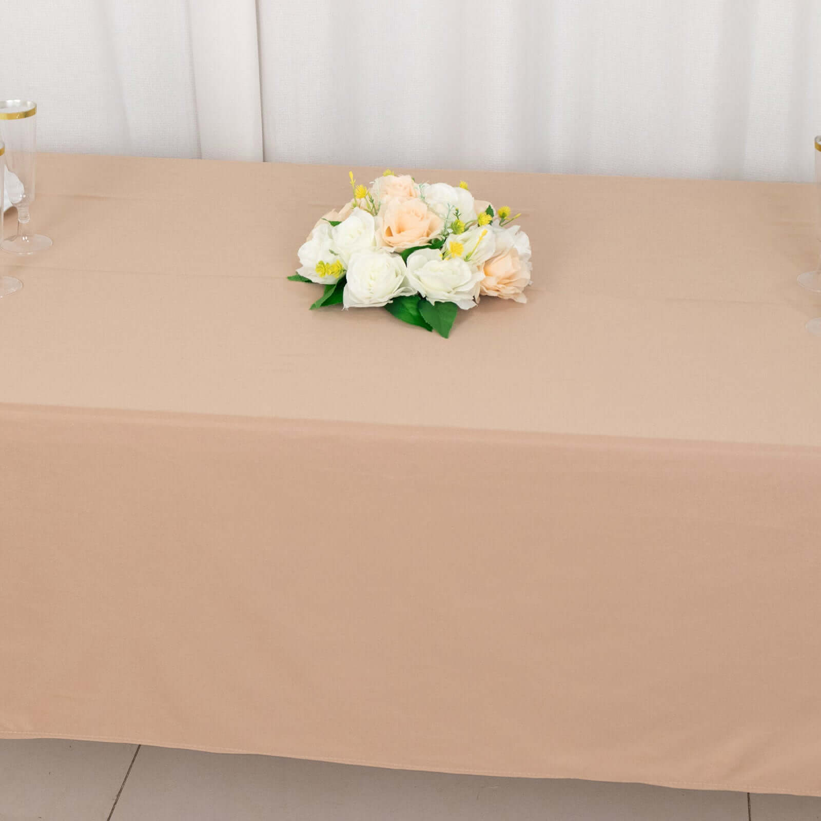 Scuba Rectangular 60"x102" Tablecloth Nude - Wrinkle Free & Stain Resistant Table Cover