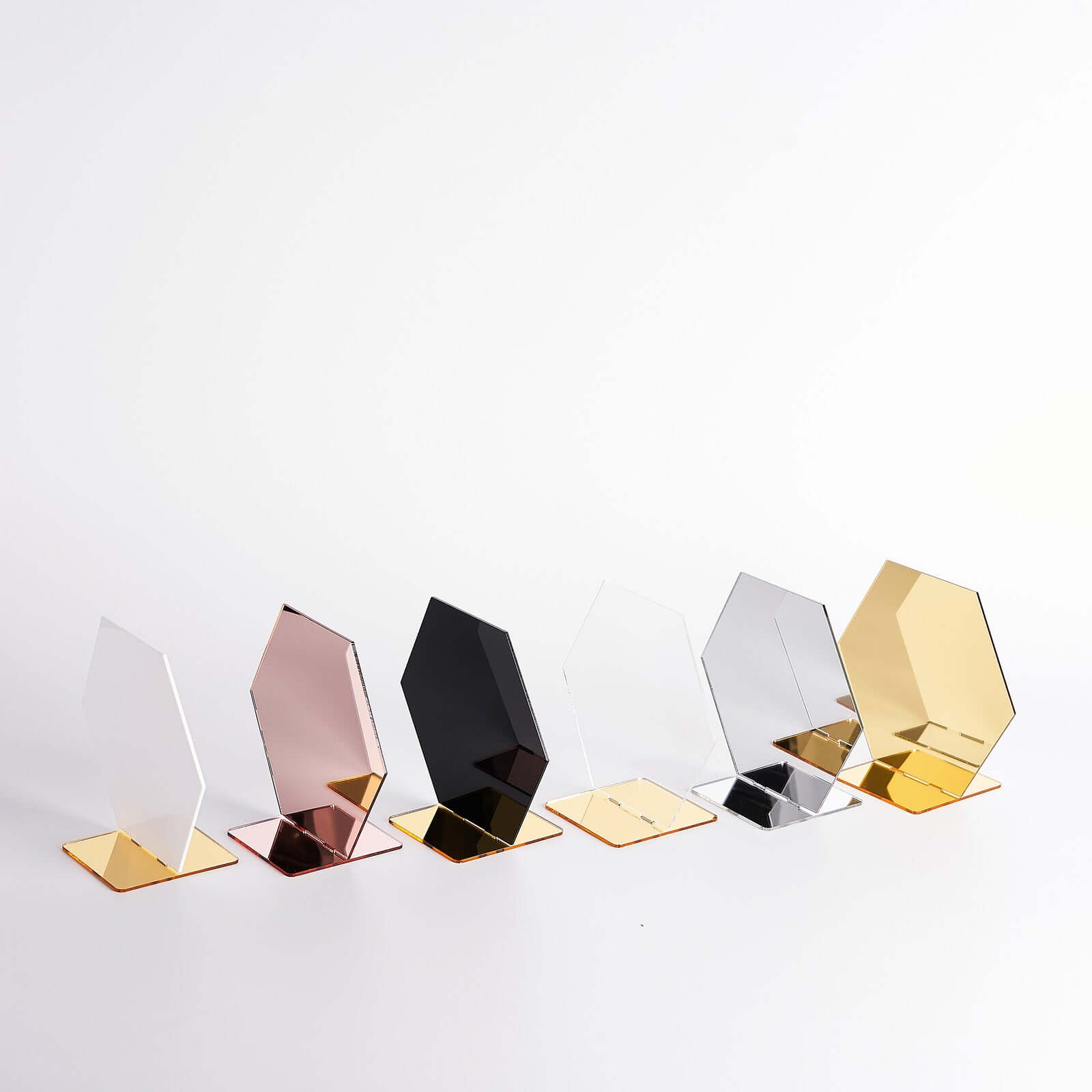 5-Pack Acrylic Table Sign Holders Hexagon Design Silver - Ideal for Modern Event Centerpieces 5"