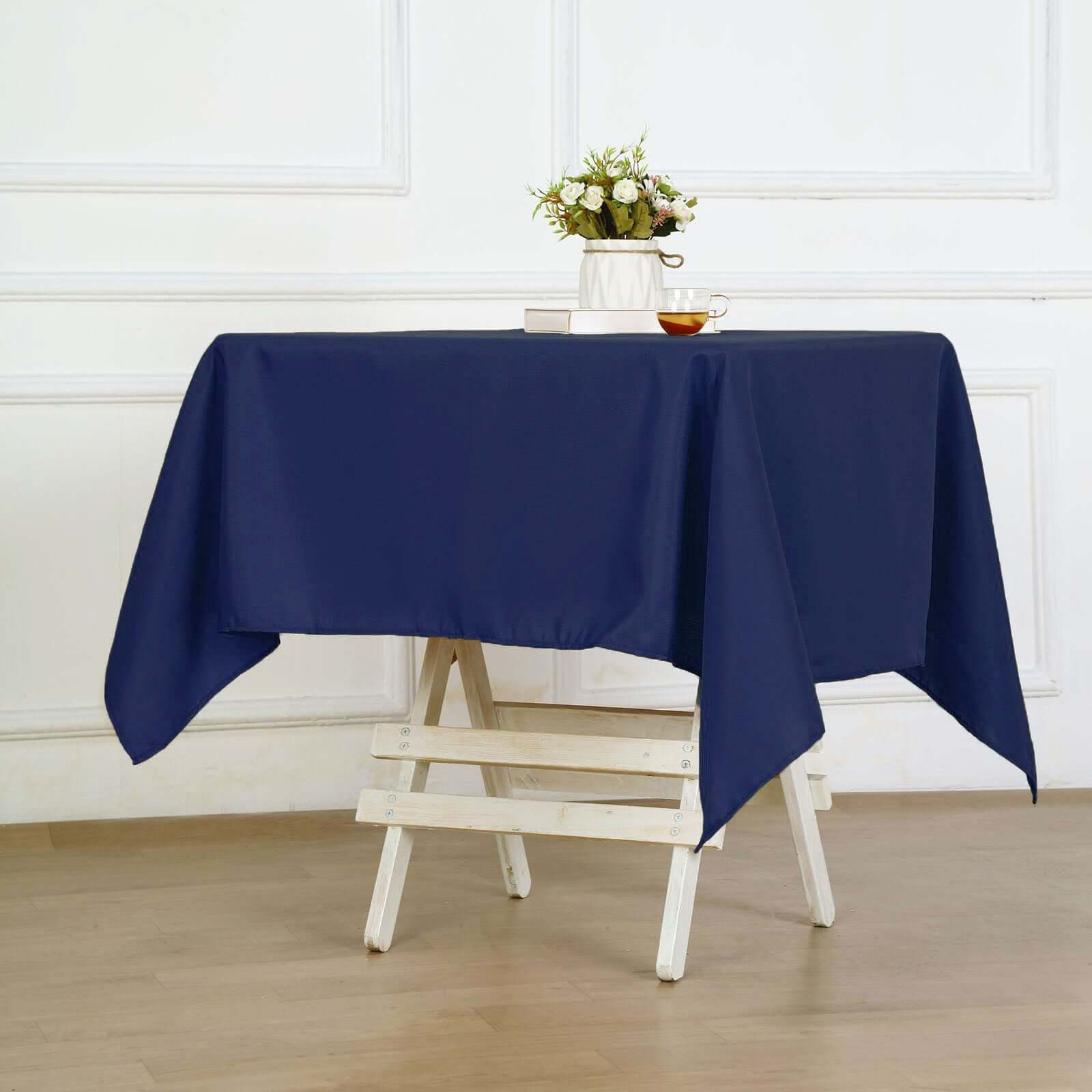 Polyester Square 54"x54" Tablecloth Navy Blue - Wrinkle-Resistant & Durable Table Cover
