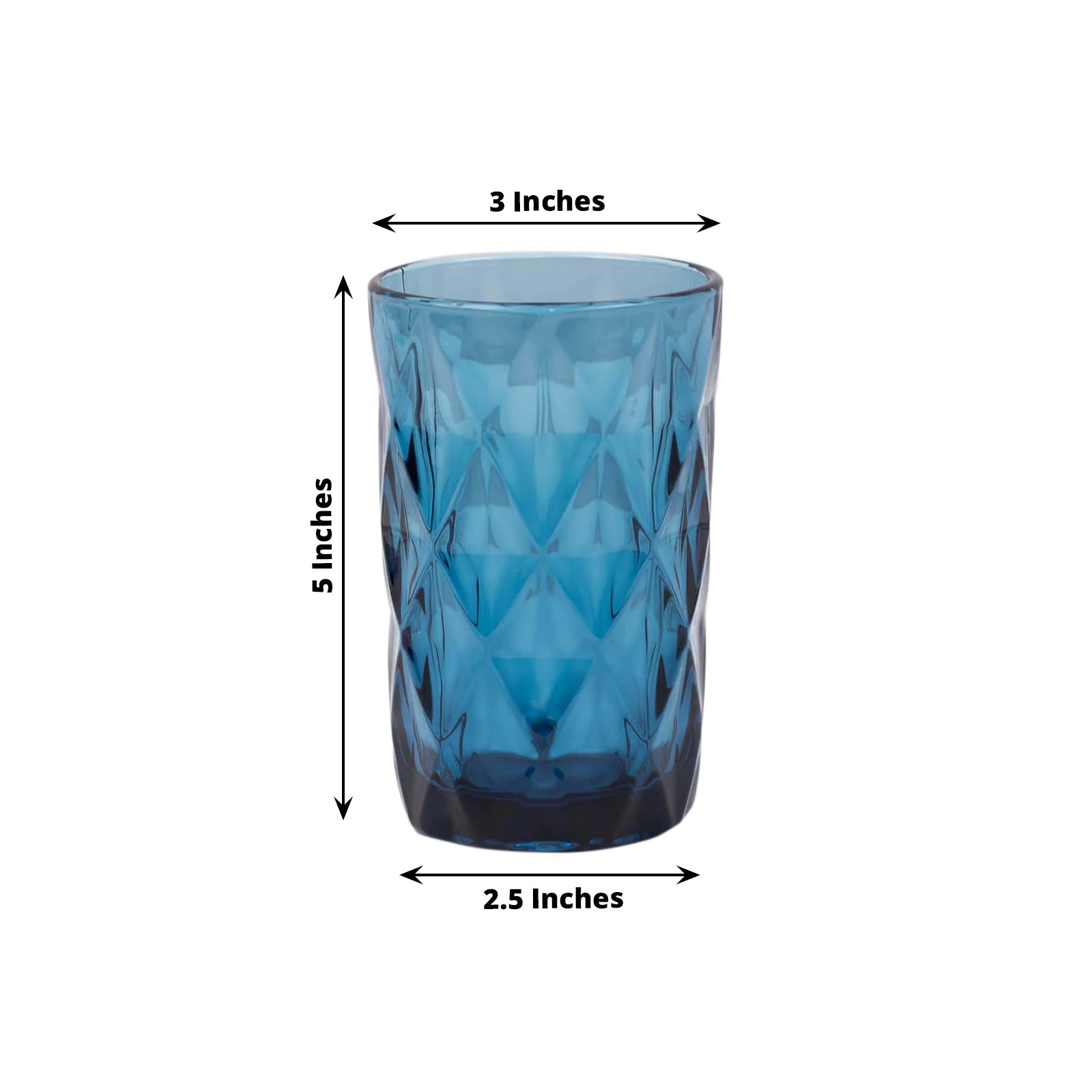 6-Pack Whiskey Glasses Ocean Blue Textured Crystal Cut Design with Heavy Base - Highball Tumblers for Parties & Events 12oz 5"