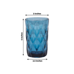 6-Pack Whiskey Glasses Ocean Blue Textured Crystal Cut Design with Heavy Base - Highball Tumblers for Parties & Events 12oz 5"