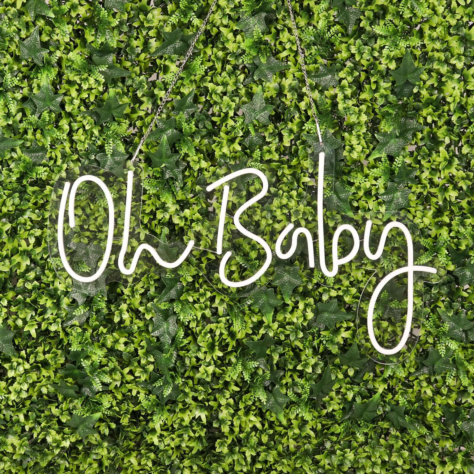 26" Oh Baby Neon Light Sign, LED Reusable Wall Décor Lights With 5ft Hanging Chain