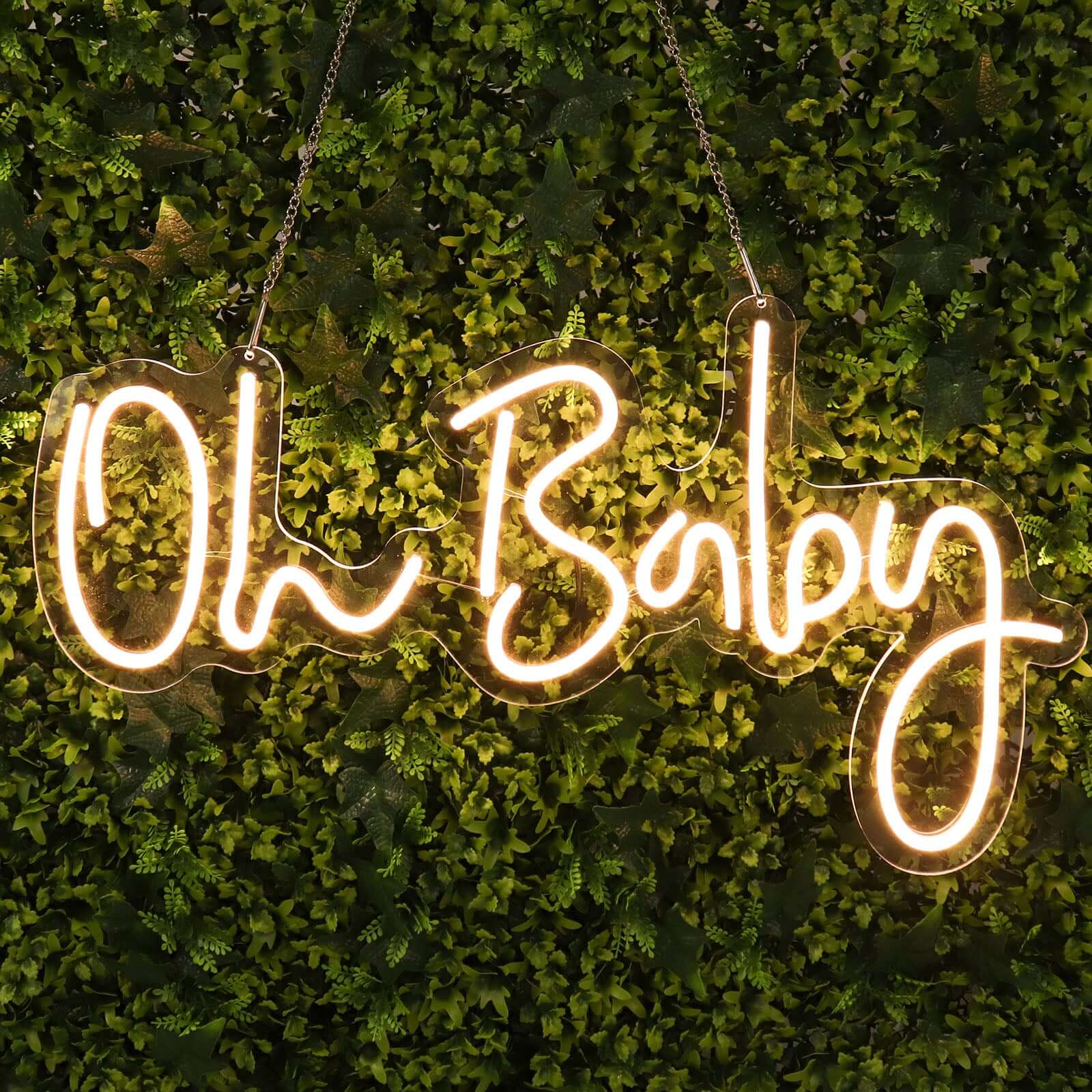 26" Oh Baby Neon Light Sign, LED Reusable Wall Décor Lights With 5ft Hanging Chain