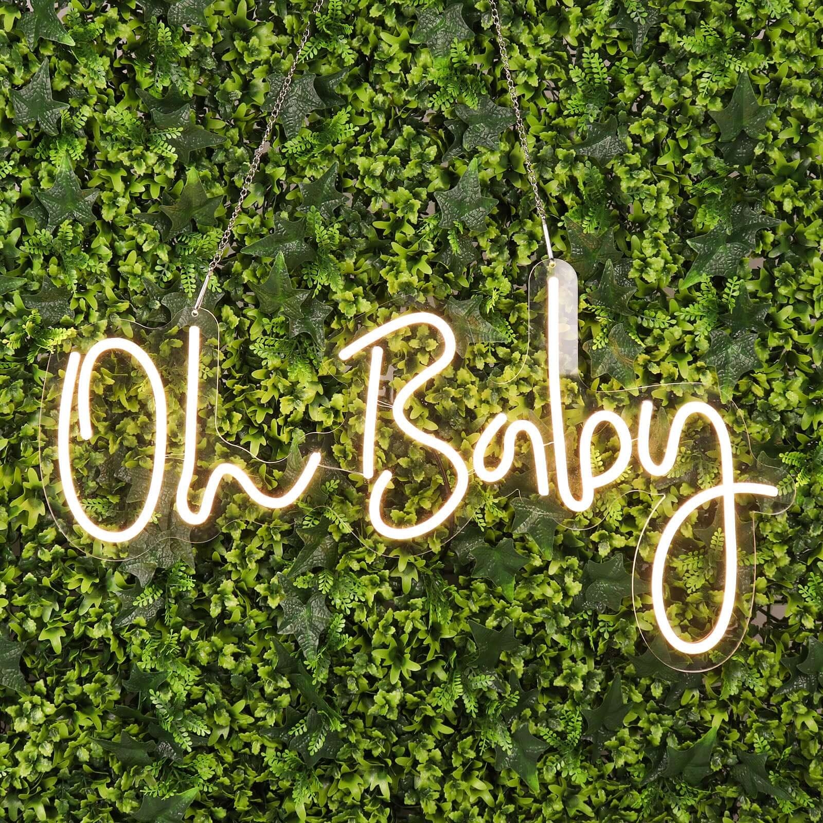 26" Oh Baby Neon Light Sign, LED Reusable Wall Décor Lights With 5ft Hanging Chain