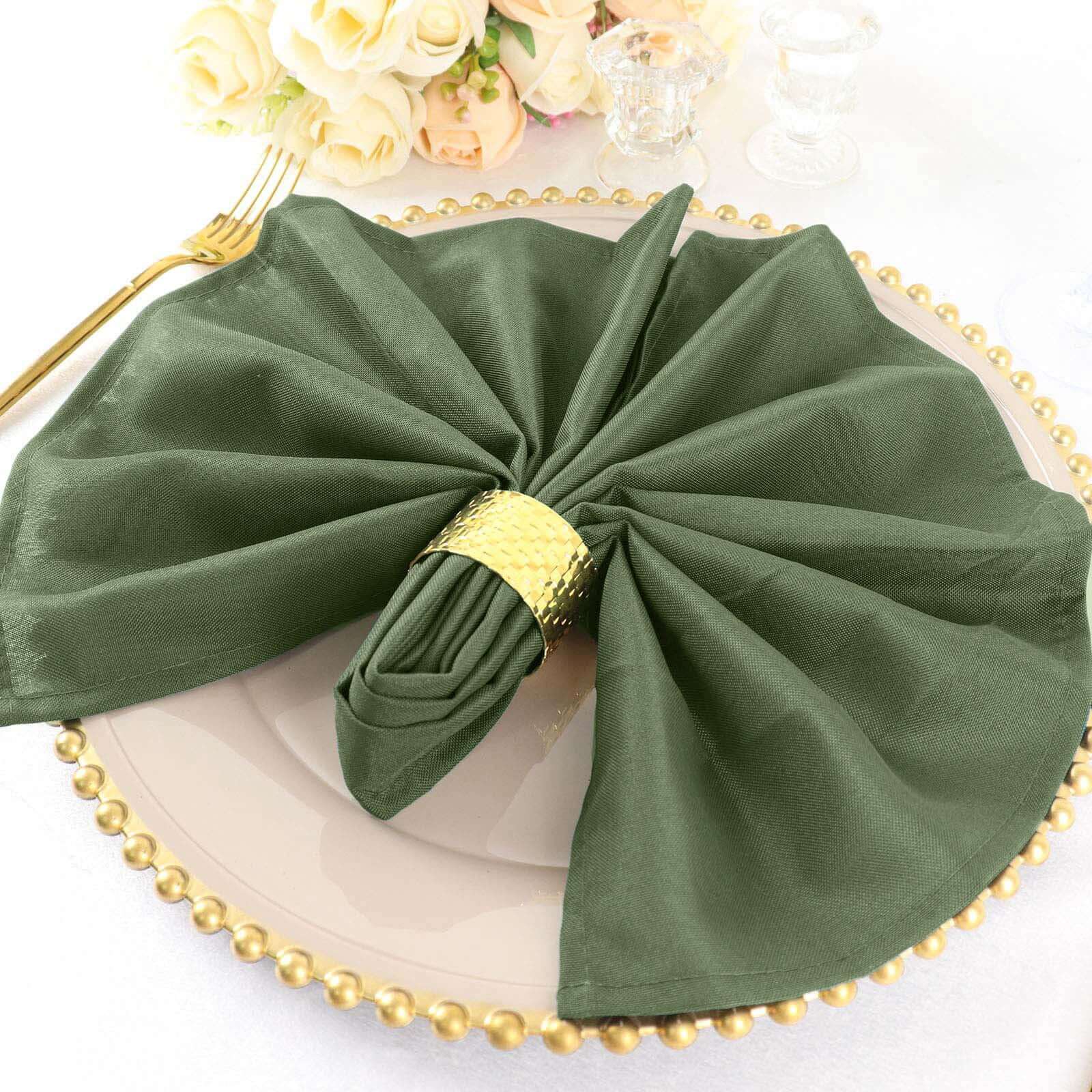 5 Pack Polyester 20"x20" Napkins Olive Green - Wrinkle Resistant & Easy Care Cloth Napkins