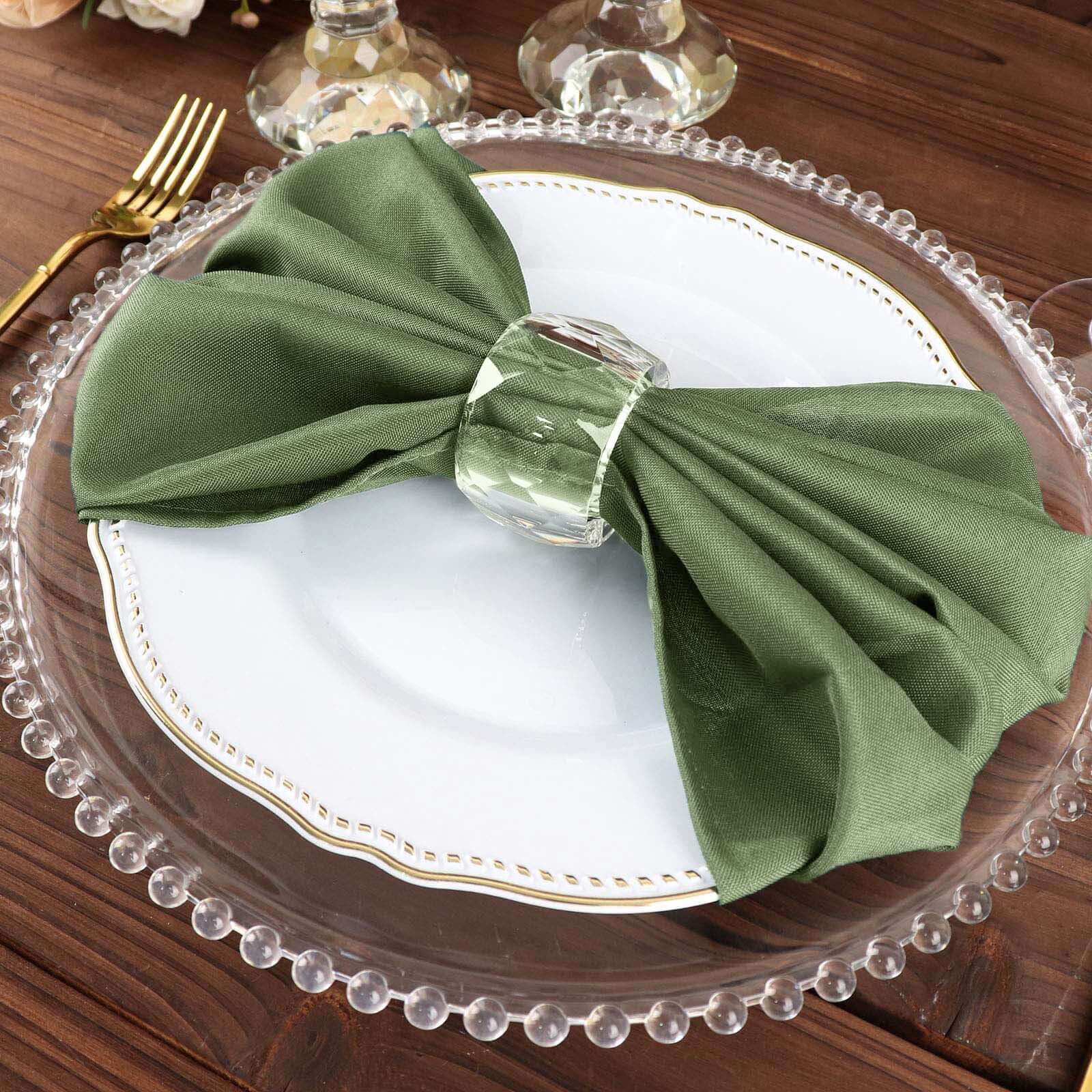 5 Pack Polyester 20"x20" Napkins Olive Green - Wrinkle Resistant & Easy Care Cloth Napkins