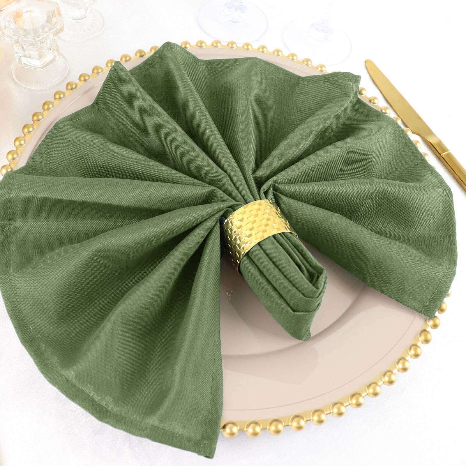 5 Pack Polyester 20"x20" Napkins Olive Green - Wrinkle Resistant & Easy Care Cloth Napkins