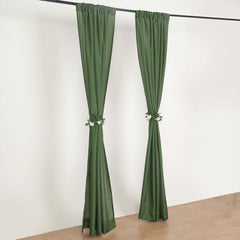2 Pack Olive Green Polyester Event Curtain Drapes, 10ftx8ft Backdrop Event Panels With Rod Pockets 130 GSM