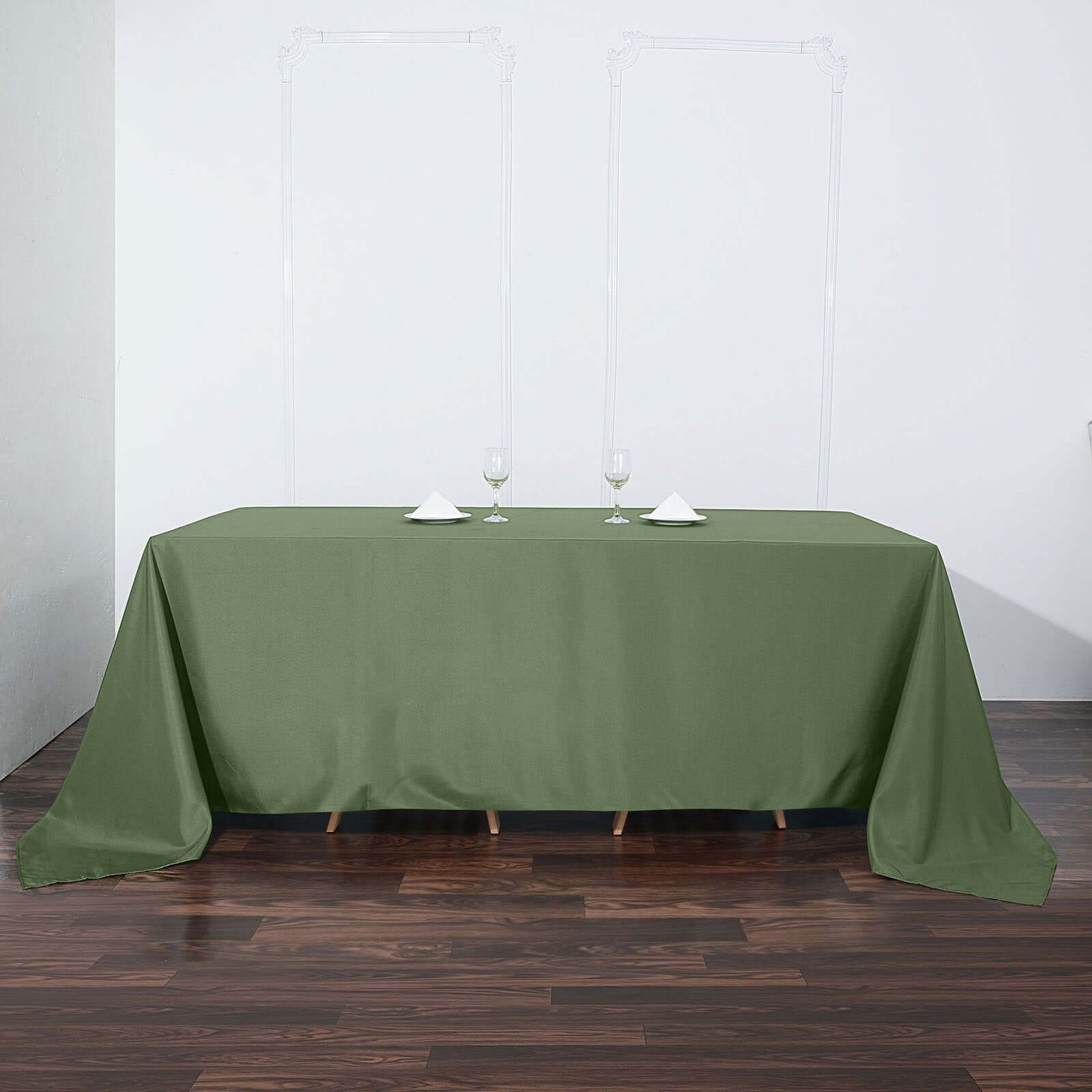 Polyester 90"x132" Rectangle Tablecloth Olive Green - Seamless Wrinkle-Resistant Table Cover