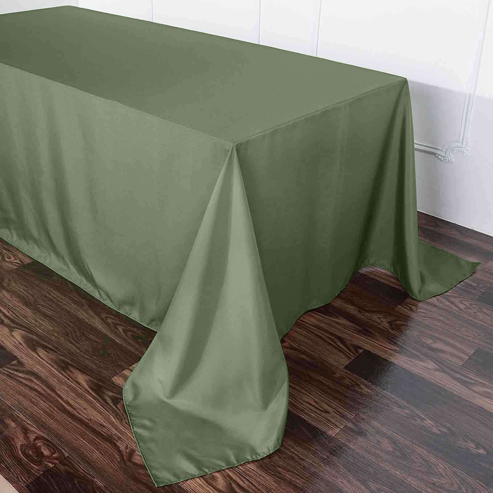 Polyester 90"x132" Rectangle Tablecloth Olive Green - Seamless Wrinkle-Resistant Table Cover