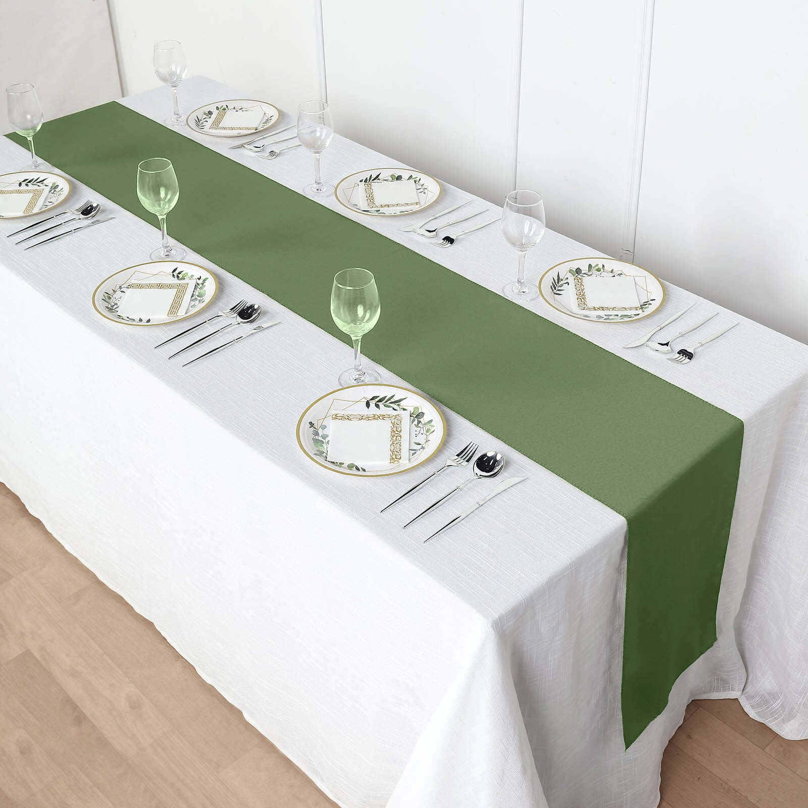 Polyester 12"x108" Table Runner Olive Green - Durable & Wrinkle-Resistant Table Decor