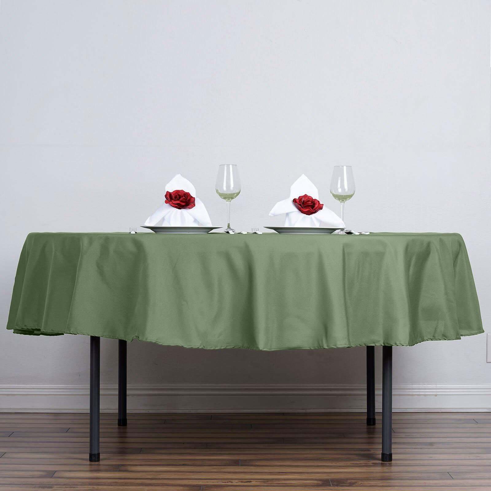 Polyester 90" Round Tablecloth Olive Green - Stain & Wrinkle-Resistant Table Cover