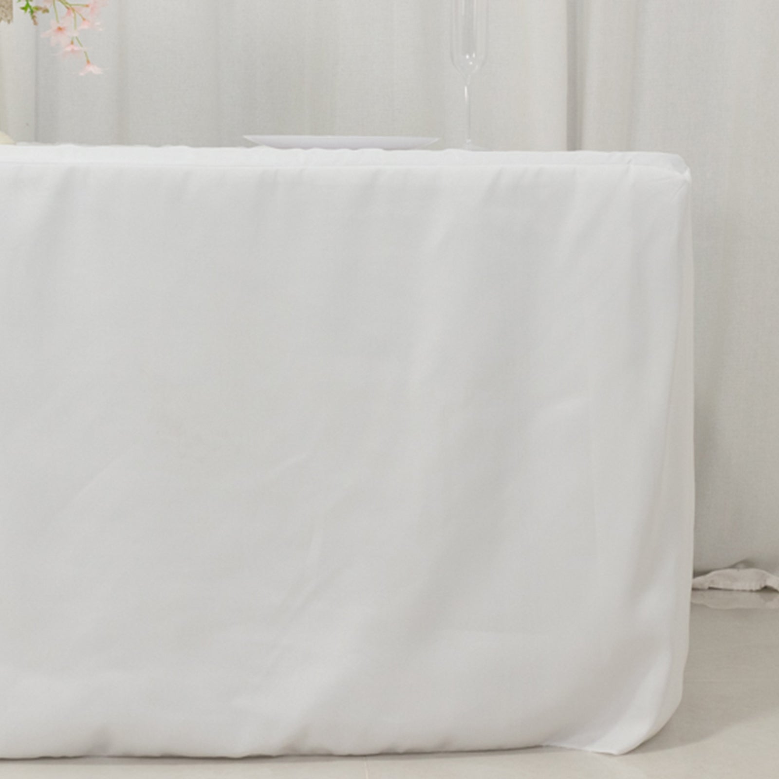 Fitted Polyester 72"x30" Rectangle Tablecloth White with Open Back Design - Easy to Maintain and Wrinkle-Resistant Table Cover for Trade Shows & Displays