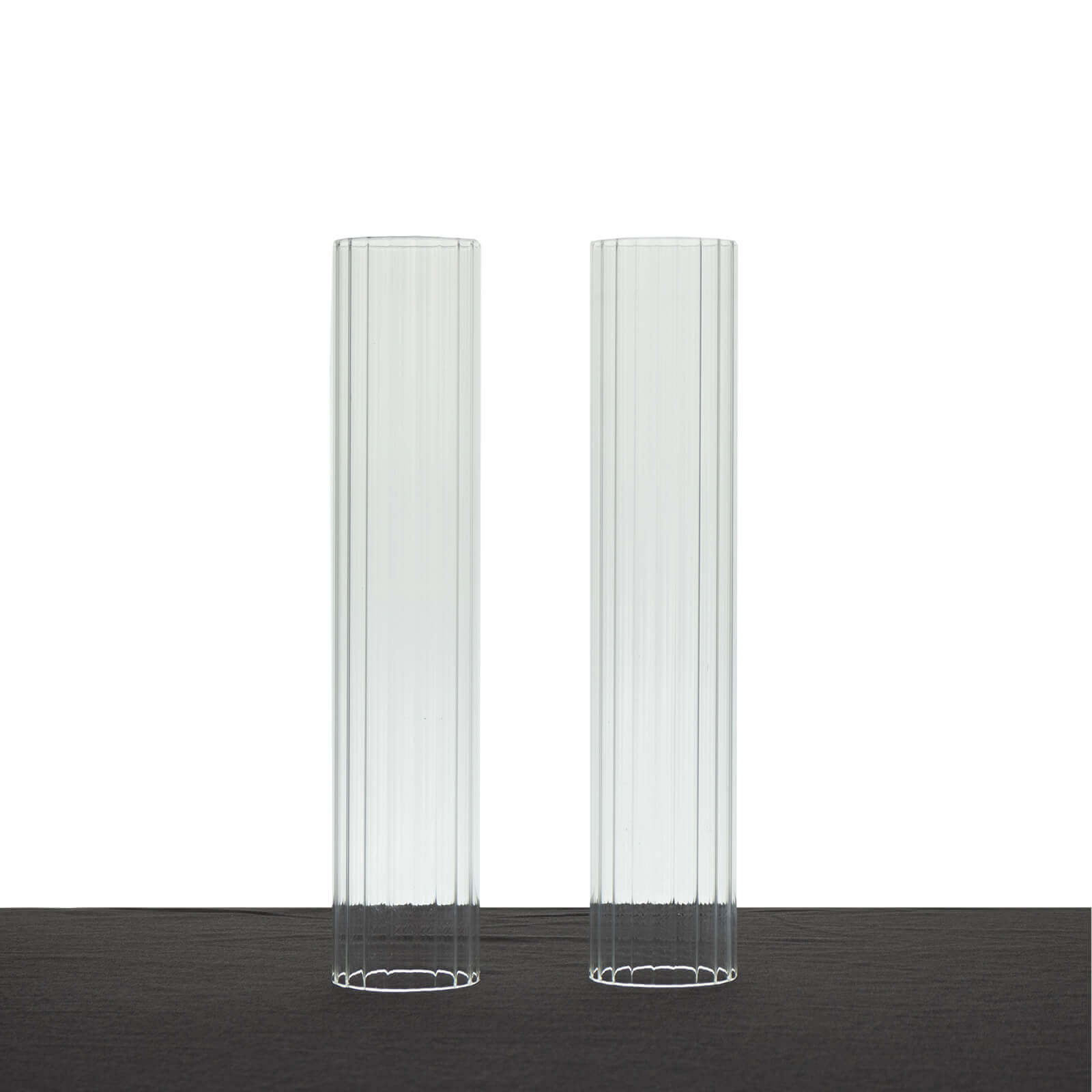 2-Pack Clear Ribbed Glass Hurricane Shades Open End Design - Stylish Candelabra Pillar Candle Holder Table Centerpiece 10"