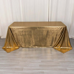 Sequin Dots Polyester 90"x132" Rectangle Tablecloth Shimmering Antique Gold - Seamless, Glittering & Wrinkle Free Table Cover
