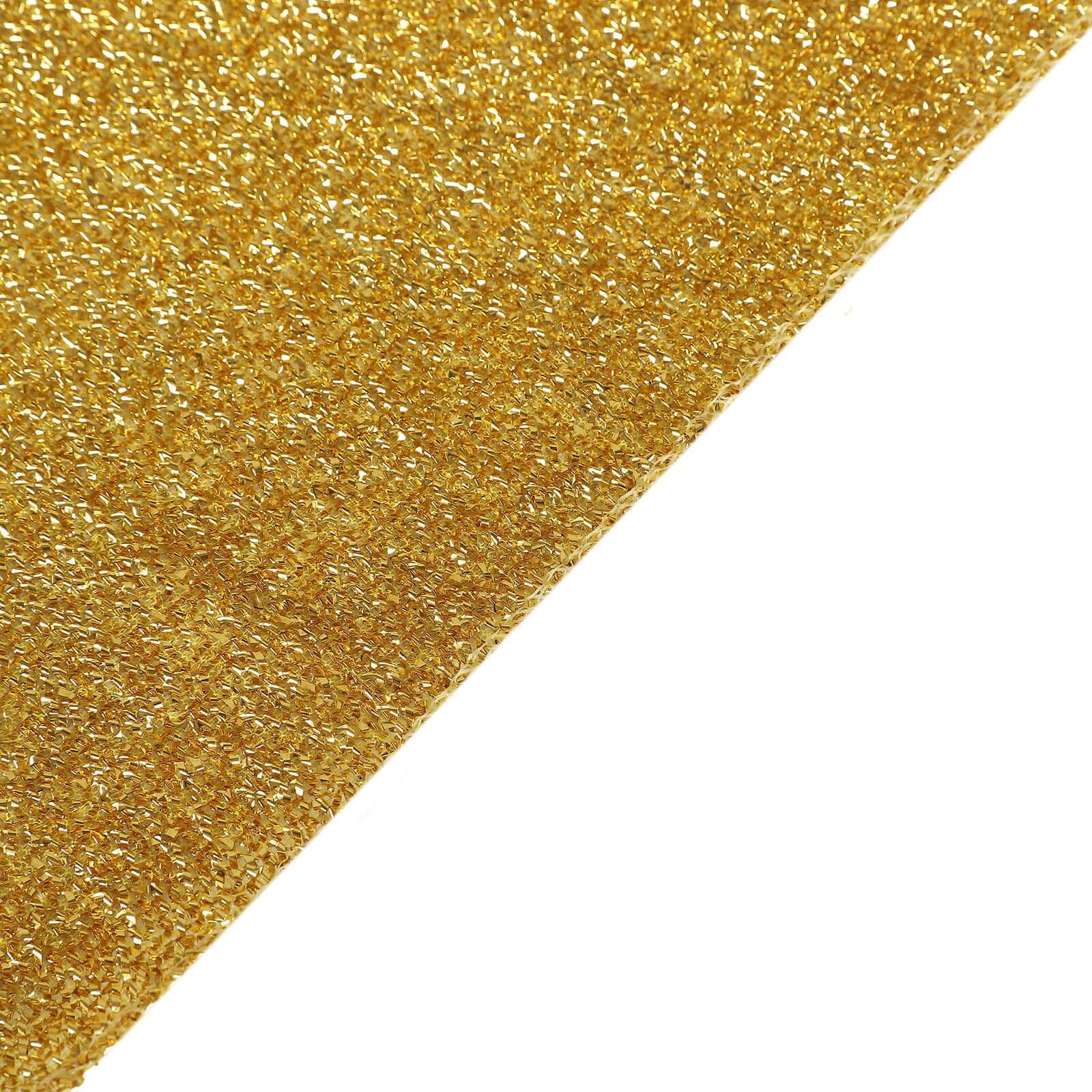 Shimmer Tinsel Spandex 72"x30" Rectangle Tablecloth Metallic Gold Glittered Shiny Stretch Table Cover for Gleaming Event Decor