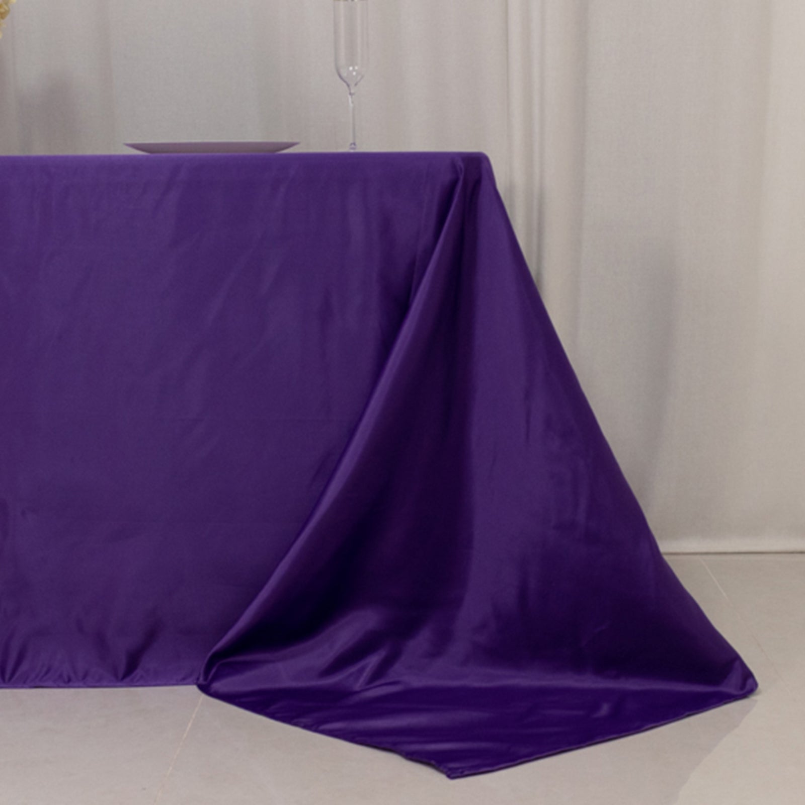 Lamour Satin 90"x132" Rectangle Tablecloth Purple - Soft & Silk-Like Seamless Table Cover