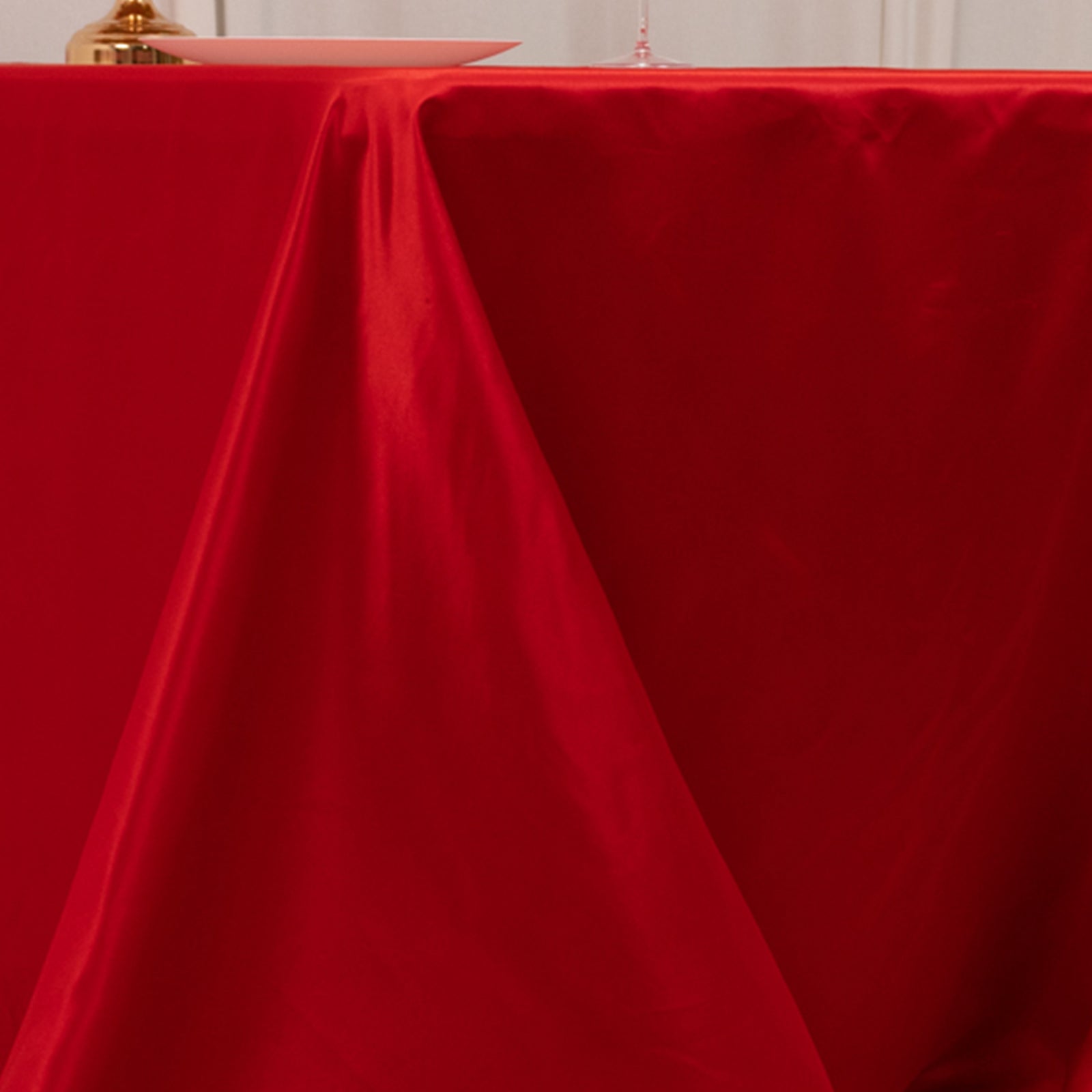 Lamour Satin 90"x132" Rectangle Tablecloth Red - Soft & Silk-Like Seamless Table Cover