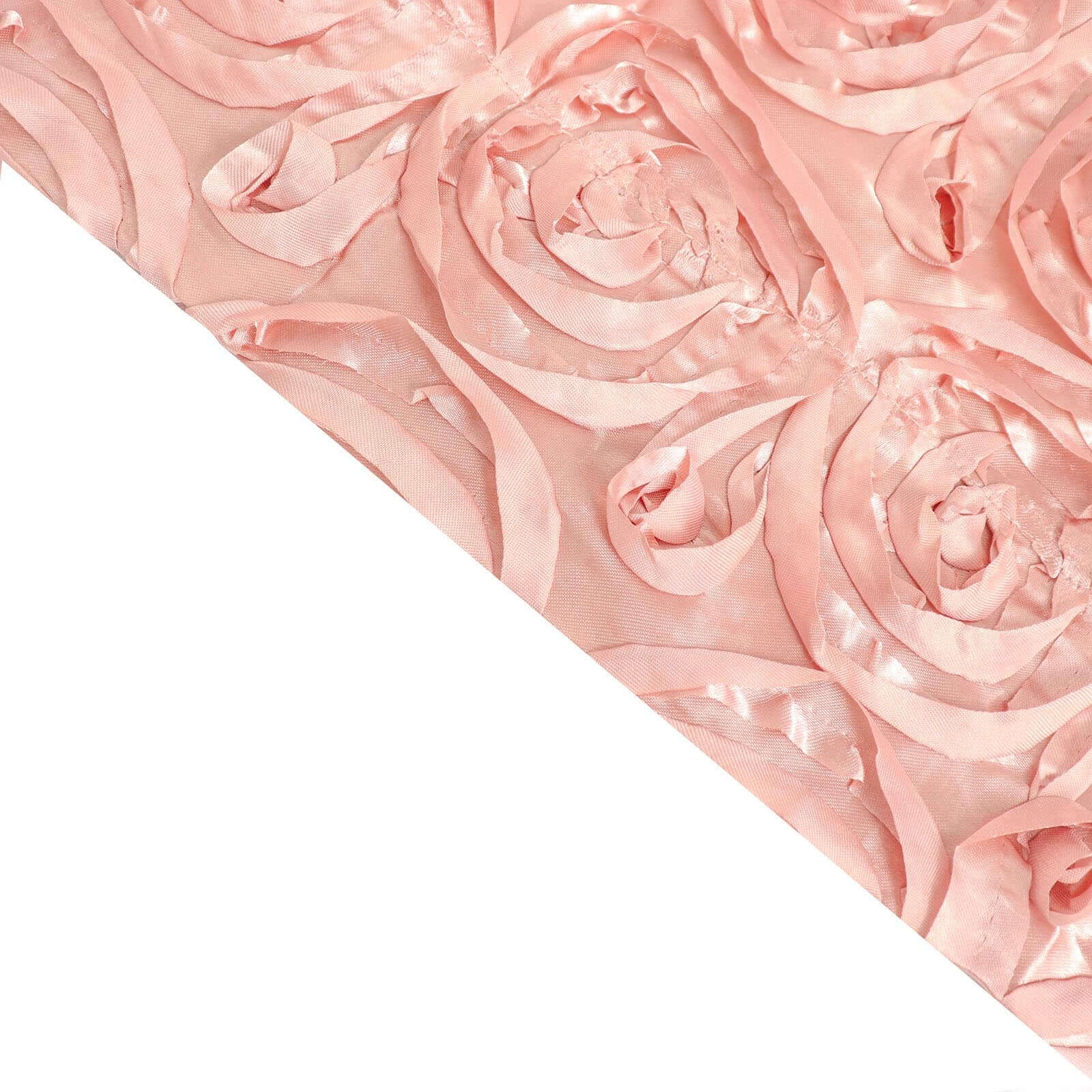 Satin 120" Round Tablecloth Dusty Rose - Grandiose 3D Rosette with Seamless Finish Table Cover