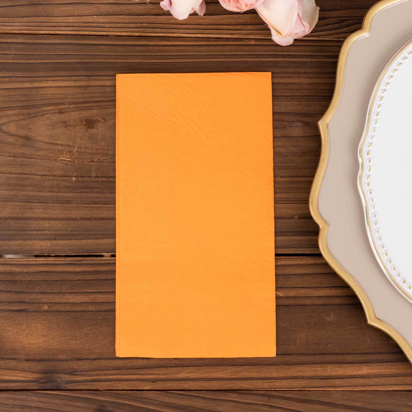 50-Pack Paper Napkins Orange - Soft Disposable 2-Ply Dinner Napkins for Weddings