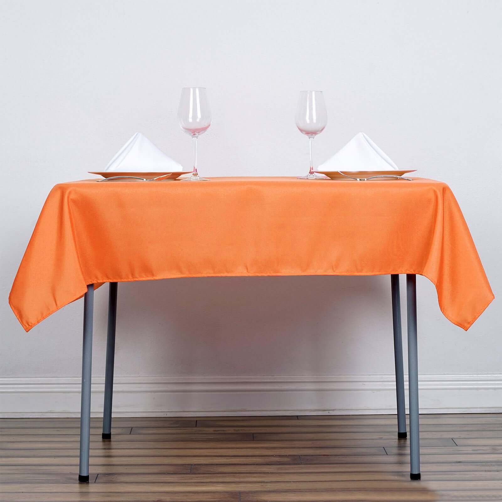 Polyester Square 54"x54" Tablecloth Orange - Wrinkle-Resistant & Durable Table Cover