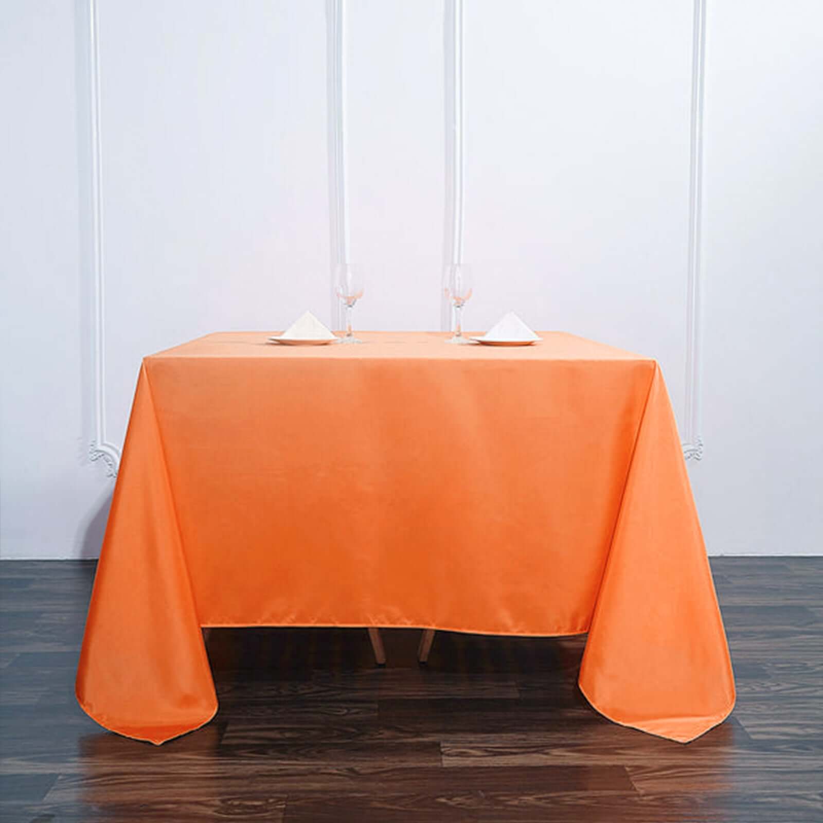 Polyester Square 90"x90" Tablecloth Orange - Wrinkle-Resistant & Durable Table Cover