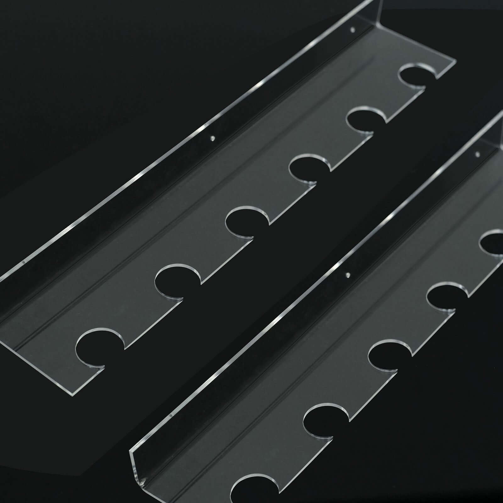 2-Pack Floating Wine Glass Holder Rack Clear Acrylic Holds 12, Wall Mounted Champagne Flute Stemware Hanging Shelves for Events & Home Bar 21"