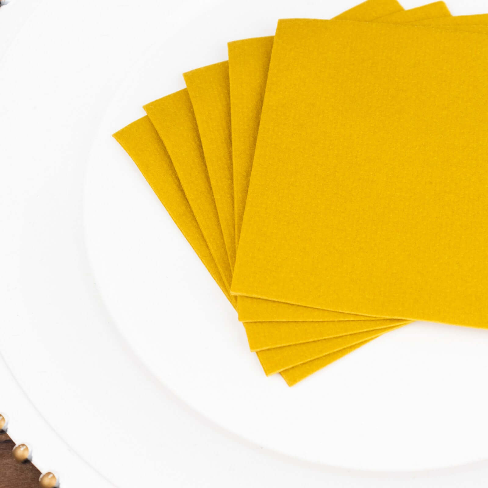 20 Pack Linen-Like Paper 5"x5" Napkins Gold - Highly Absorbent & Disposable Airlaid Beverage Napkins