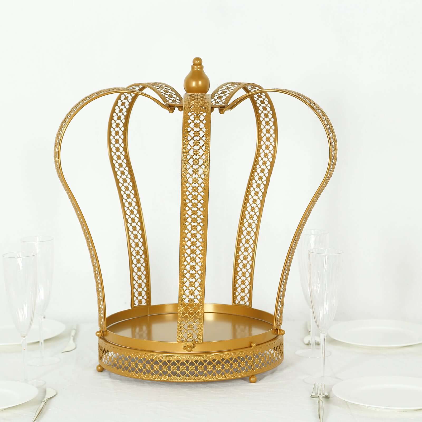 Metal Wedding Cupcake Stand Gold Princess Crown Style - Stunning Dessert Display Holder Centerpiece for Upscale Weddings & Special Occasions 19"