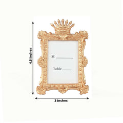 4-Pack Picture Frames Gold Resin Vintage Crown Design Rectangle - Mini Photo Frame Wedding Place Card Holders & Party Favors 4.5"x3"