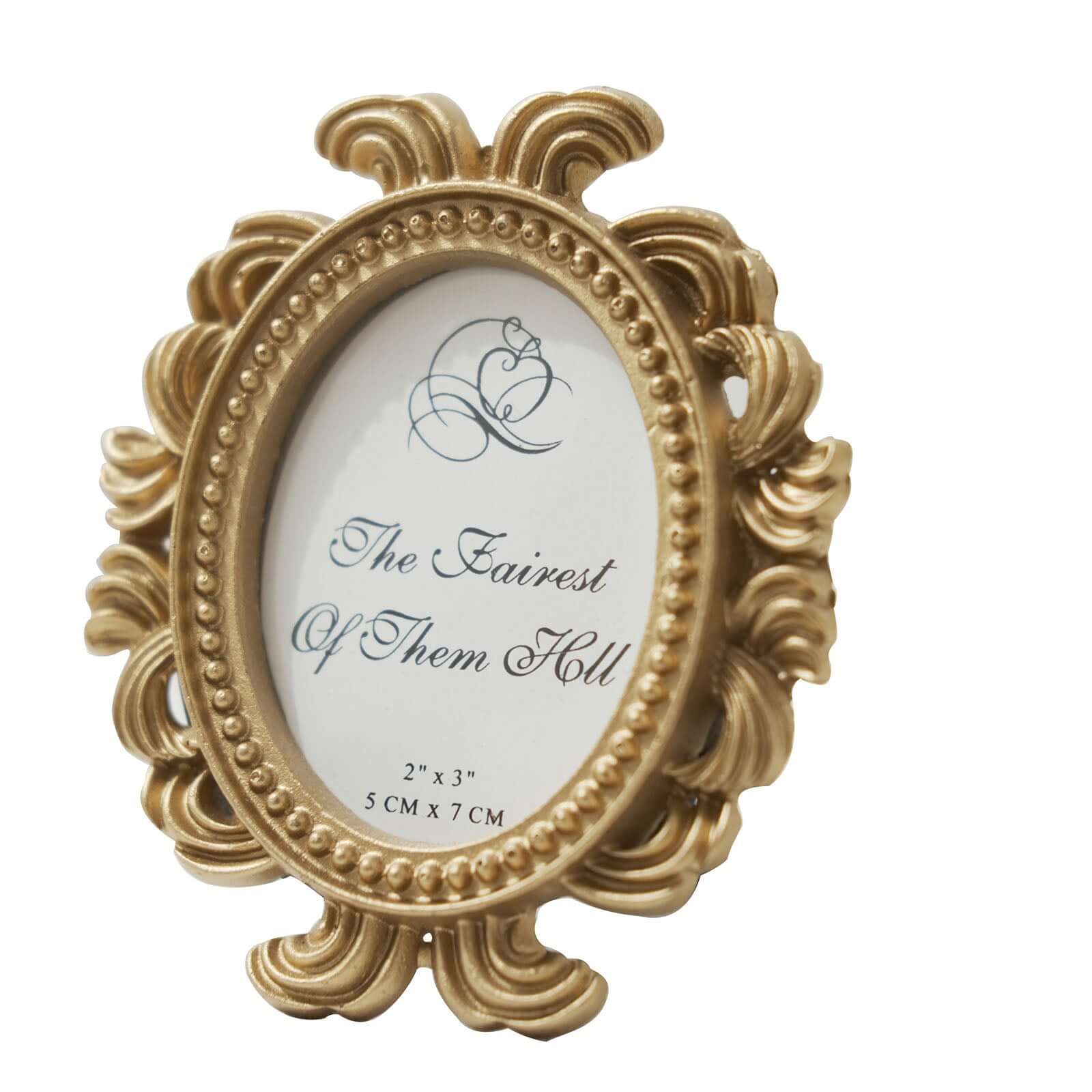 4-Pack Picture Frames Gold Resin Decorative Baroque Oval Design - Beaded Place Card Holders & Party Favors 4"