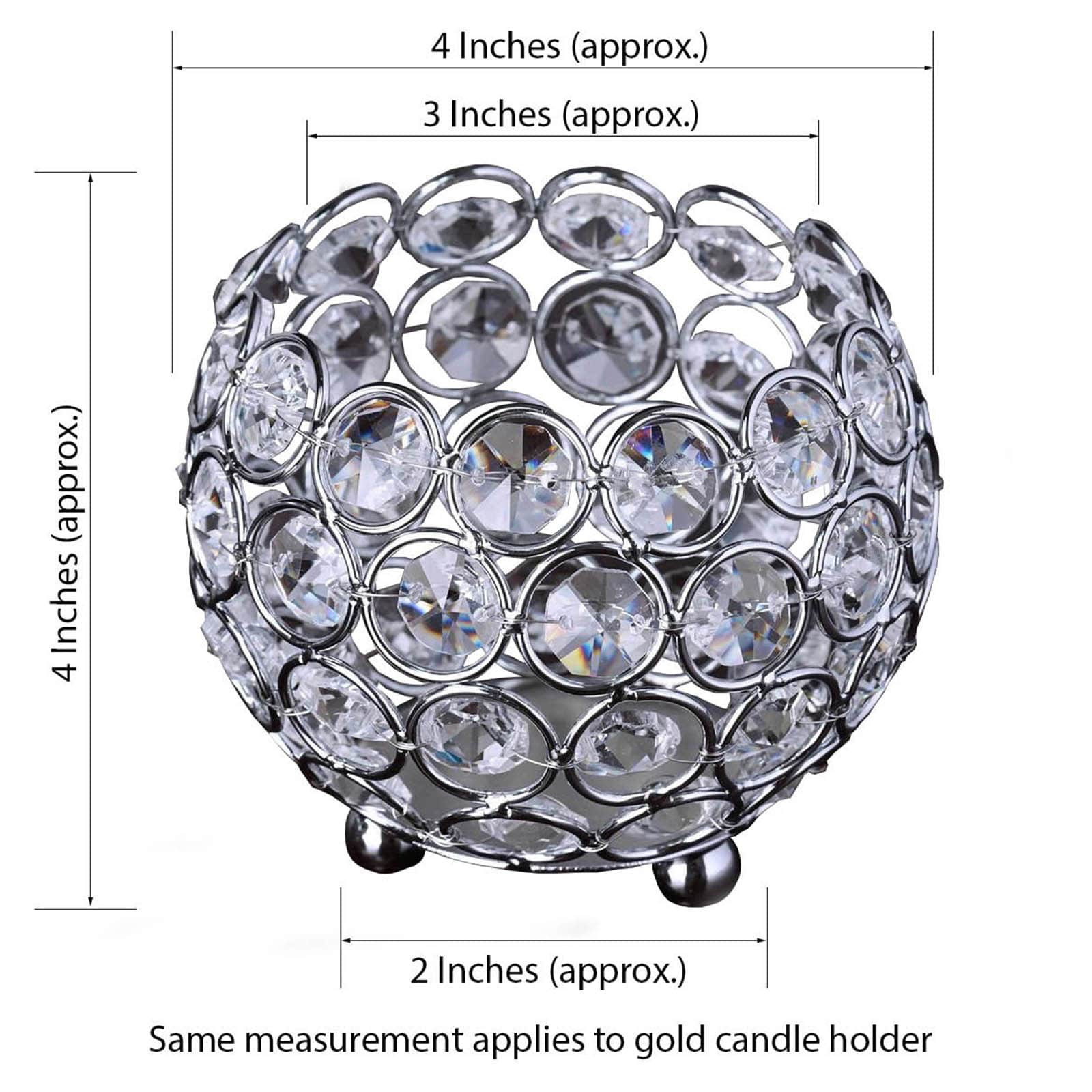 Crystal Beaded Metal Votive Tealight Holder Round Gold - Chic Multipurpose Table Vase for Events 4"