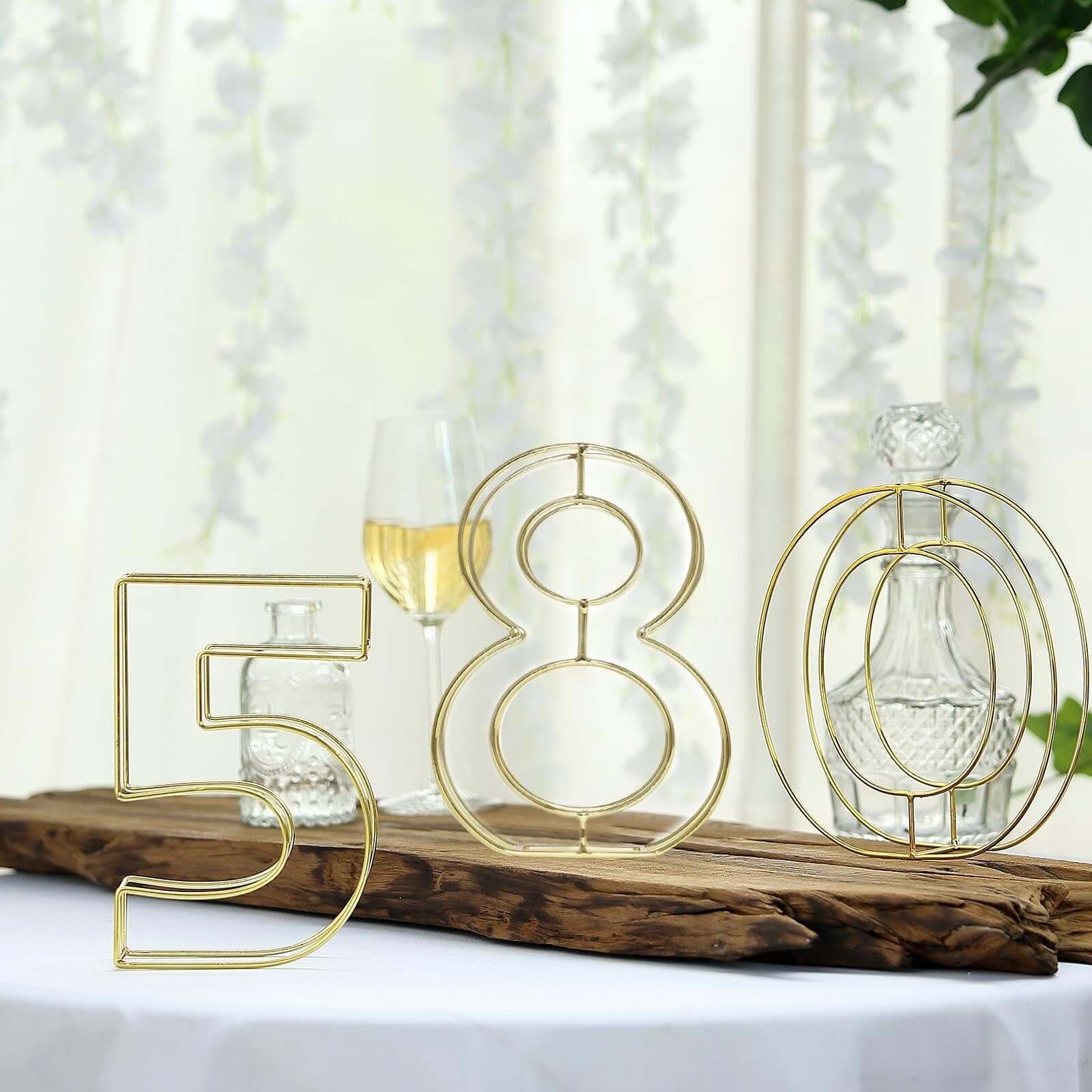 8" Tall Gold Freestanding 3D Decorative Metal Wire Numbers, Wedding Table Numbers -8