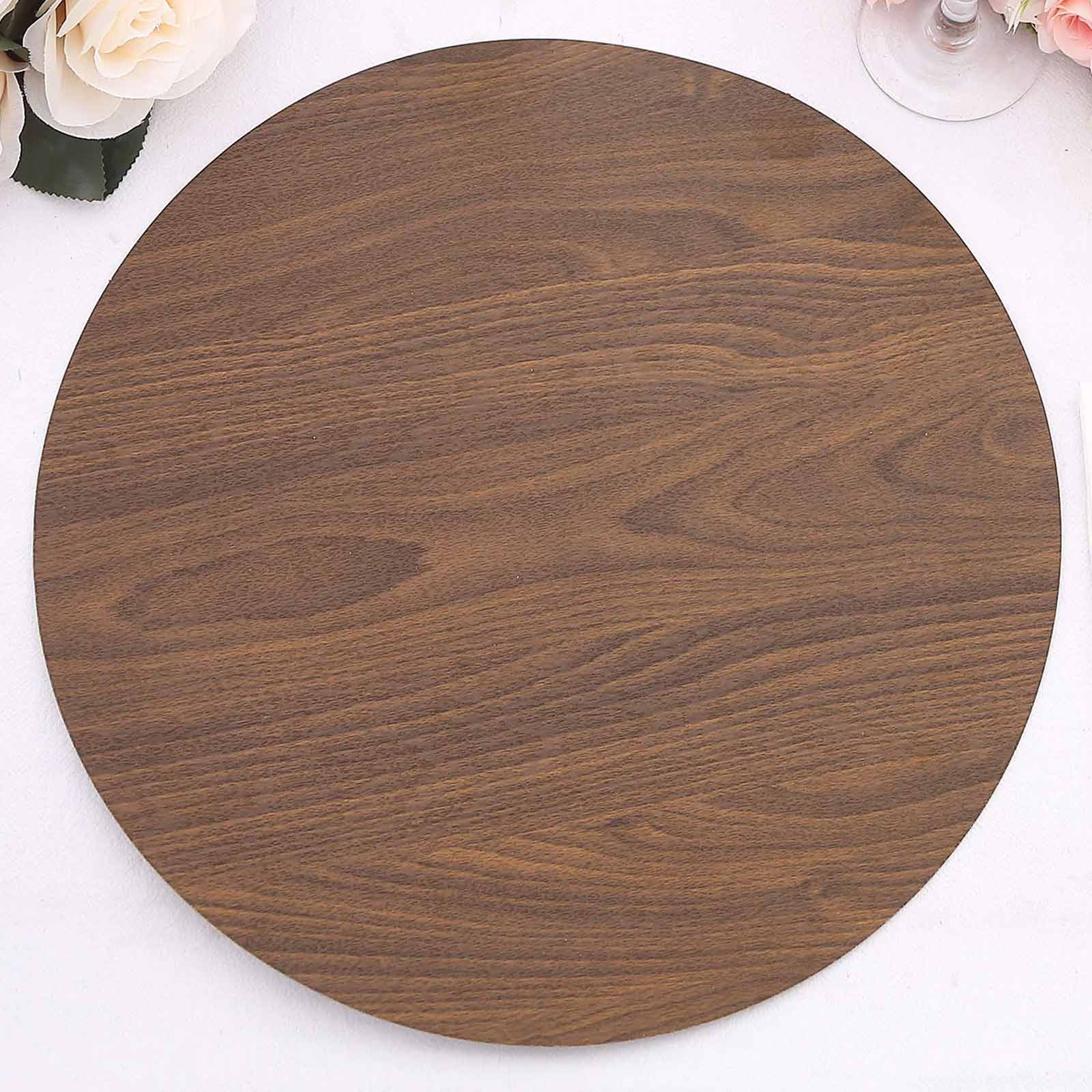 6-Pack Disposable Table Placemats in Brown with Walnut Wood Design - Cardboard Placemats for Rustic & Farmhouse Themes 13"