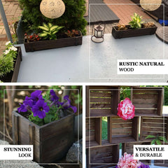 Rustic Wood Planter Box Smoked Brown - Durable Table Decor with Removable Plastic Liner 30"x6"