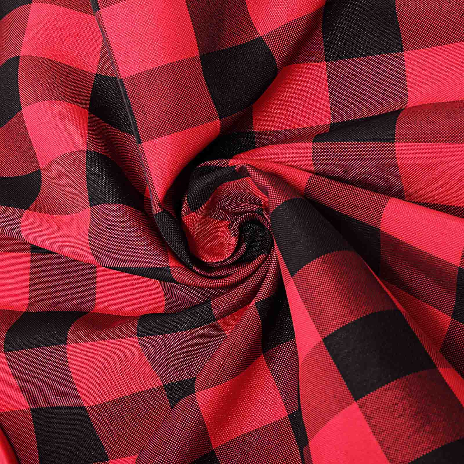 Polyester 14"x108" Table Runner Black/Red Gingham Buffalo Plaid - Checkered Outdoor Table Runner