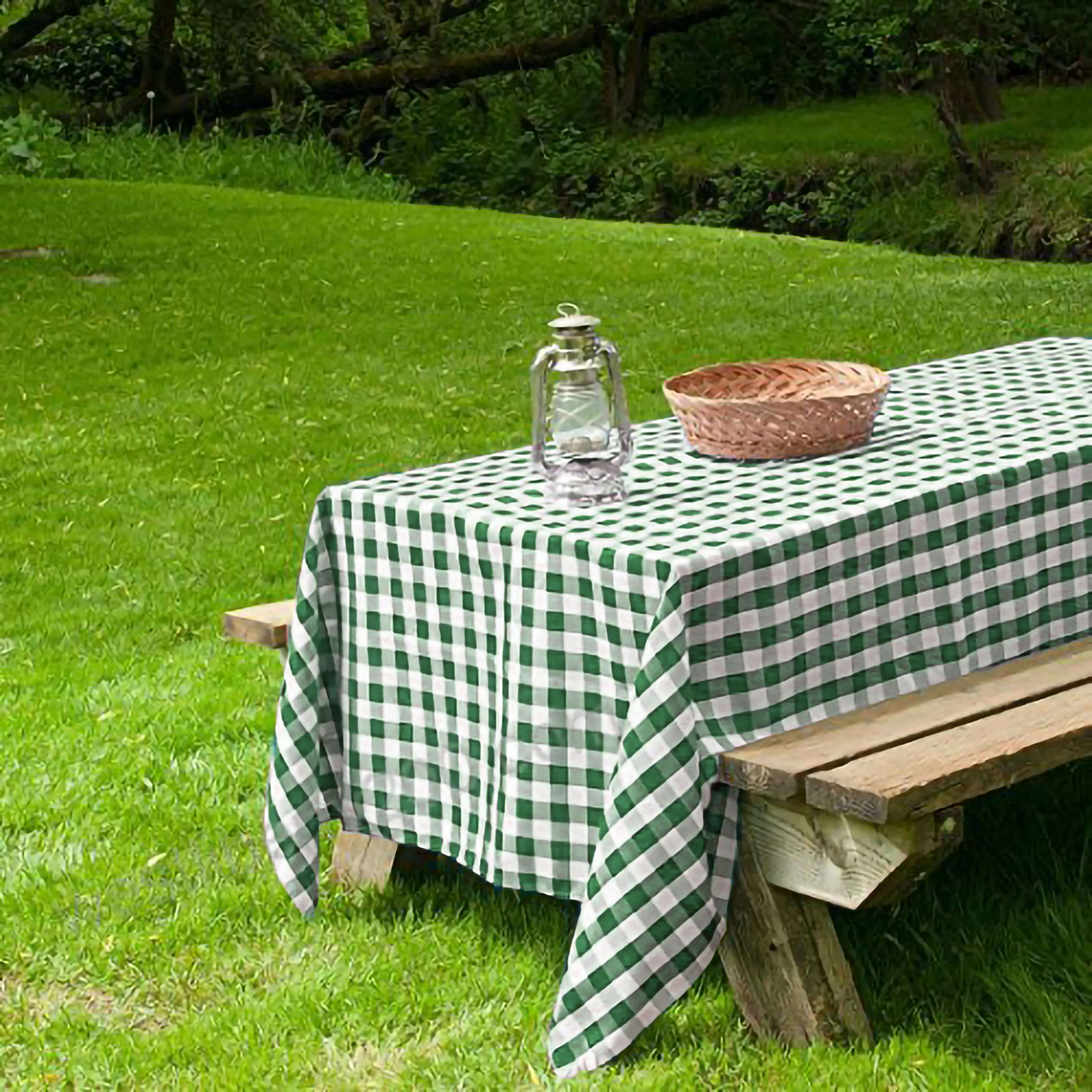 Polyester 60"x126" Rectangle Tablecloth White/Green - Buffalo Plaid Checkered Table Cover