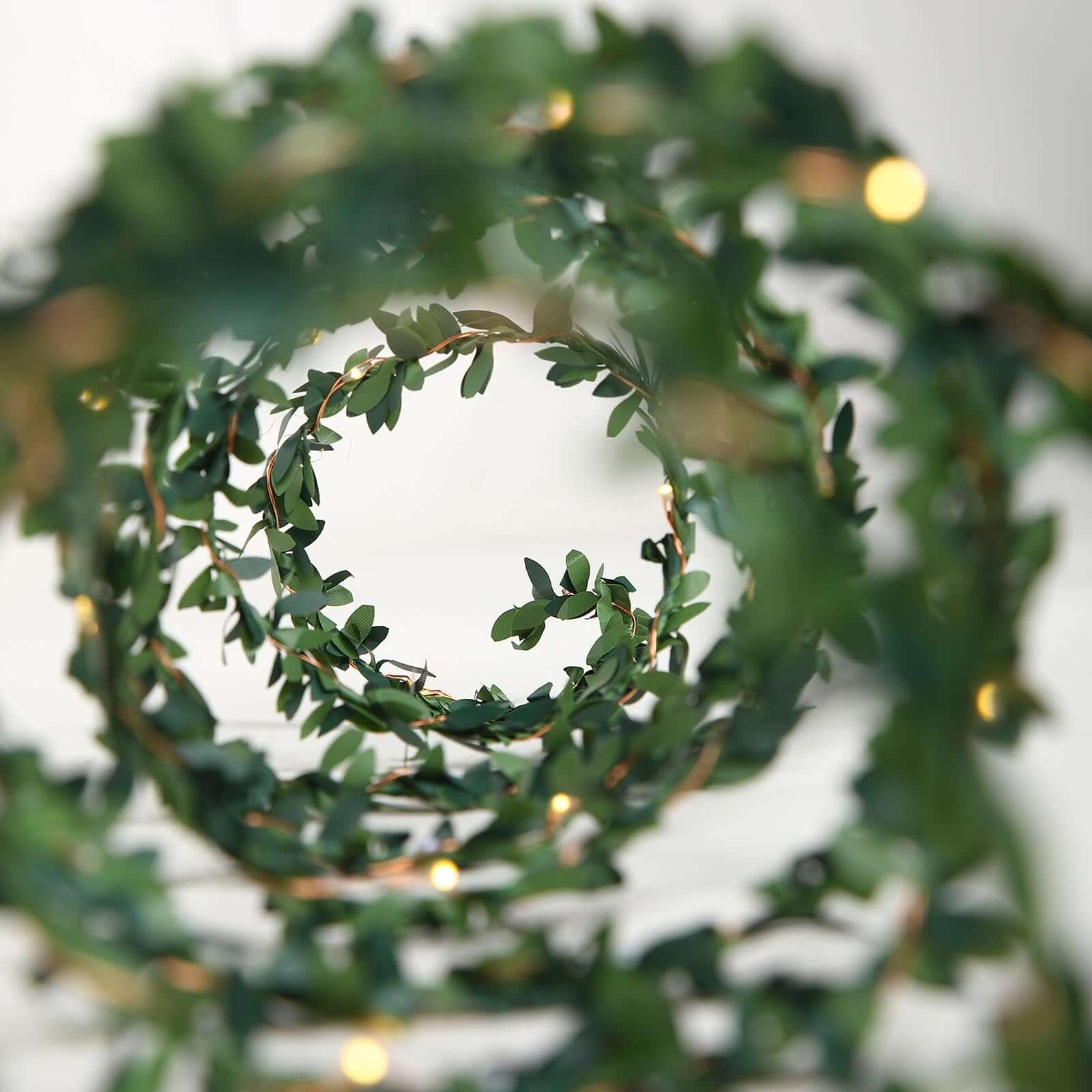 30 LED String Light Garland Green Leaf Design White Light - Battery Operated Décor Accent 10ft