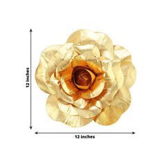 4 Pack 12" Large Metallic Gold Real Touch Artificial Foam DIY Craft Roses