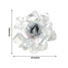 2 Pack 24" Large Silver Real Touch Artificial Foam DIY Craft Roses