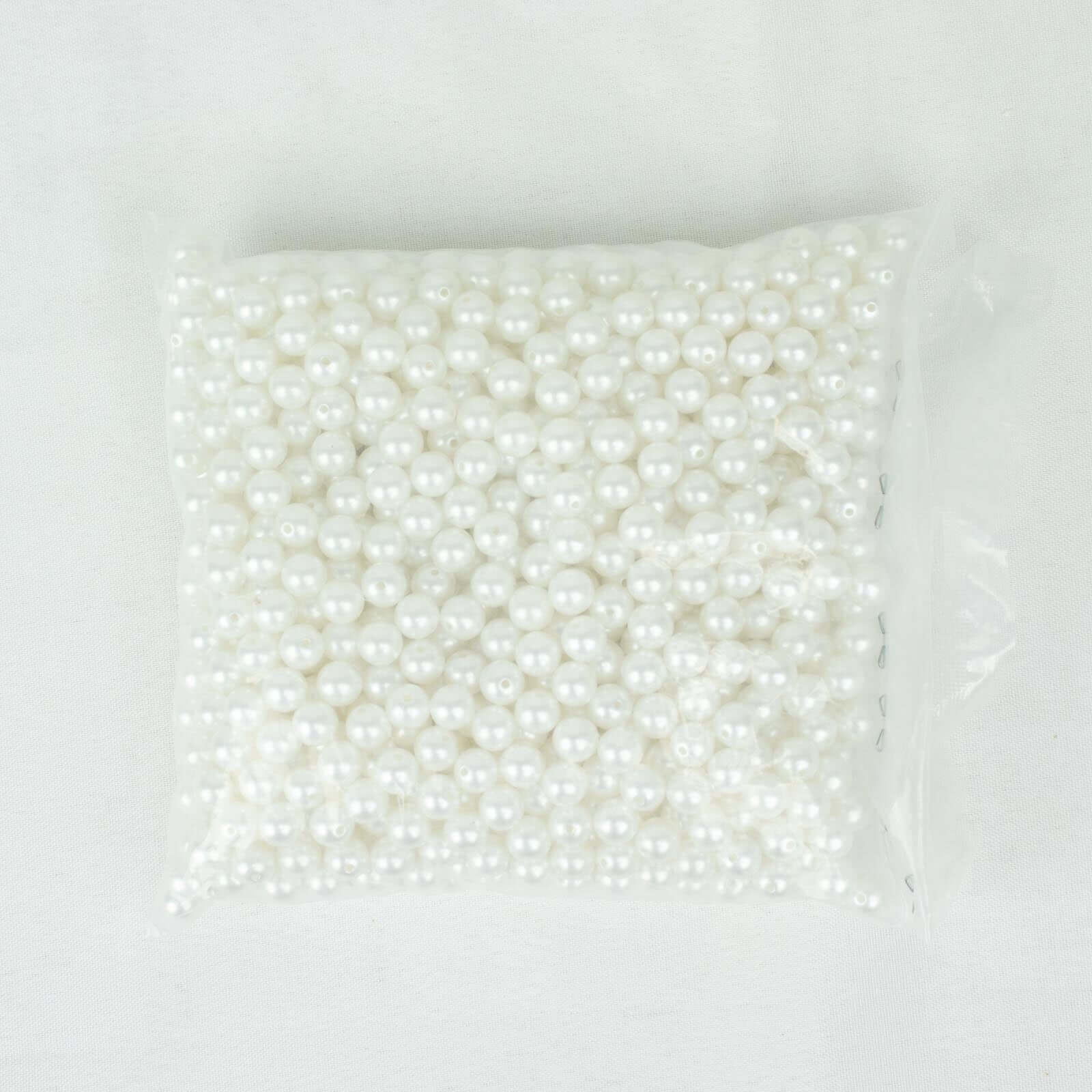 1000-Pack Faux Craft Pearl Beads White - Smooth Beads with Holes for Vase Filler Jewelry Making Bridal Accessories & Event Decor 10mm