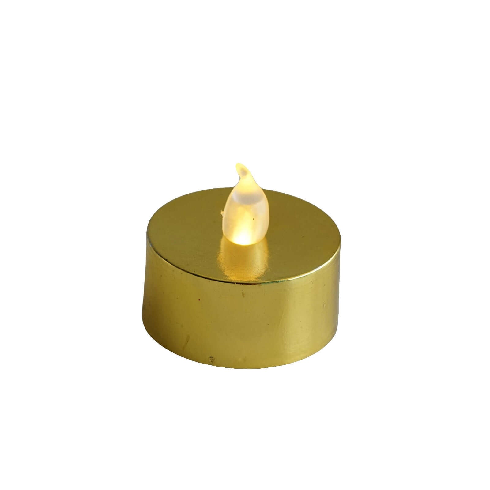 12-Pack LED Tealight Candles Metallic Gold Design - Reusable Flameless Battery Operated Lights