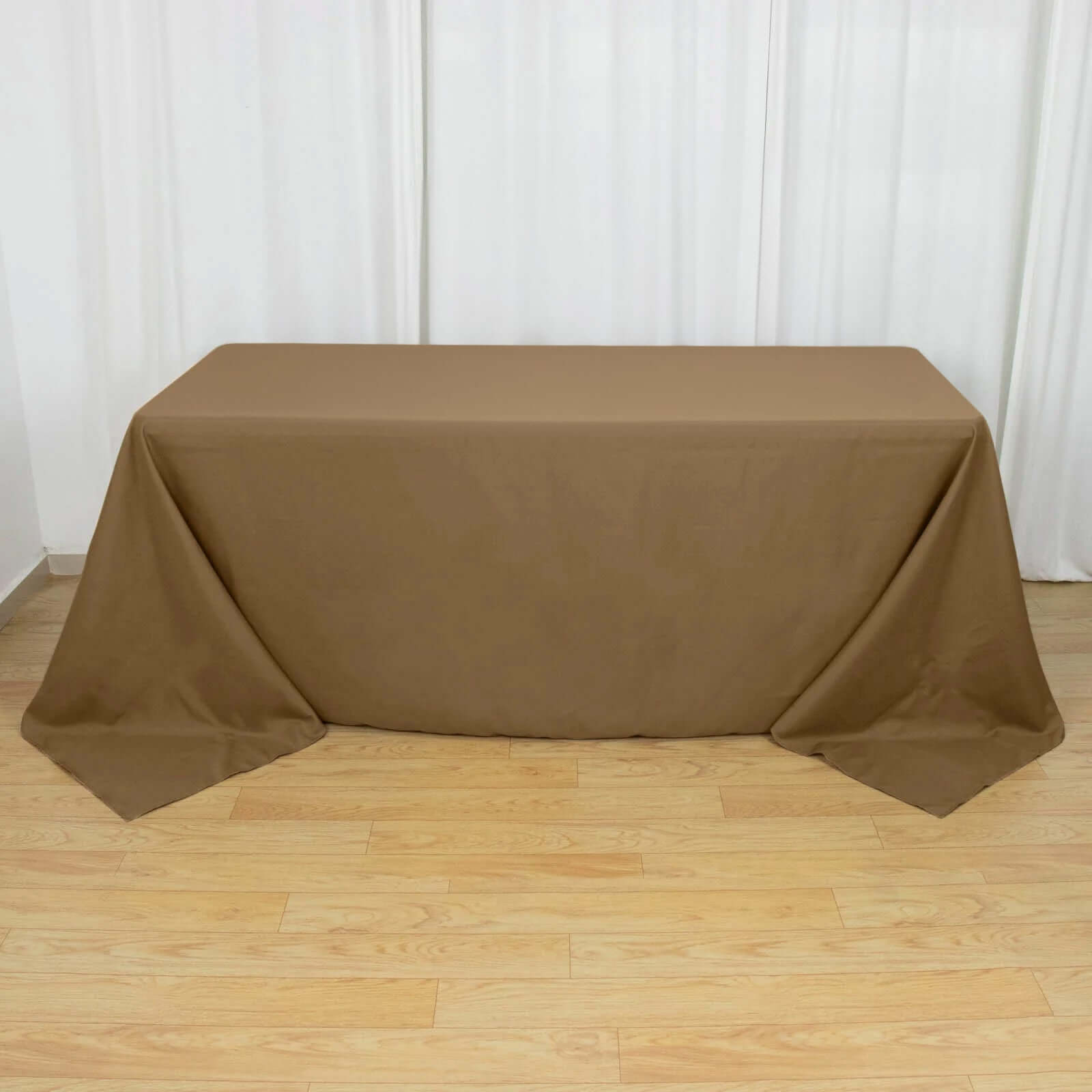Polyester 90"x132" Rectangle Tablecloth Taupe - Seamless Wrinkle-Resistant Table Cover