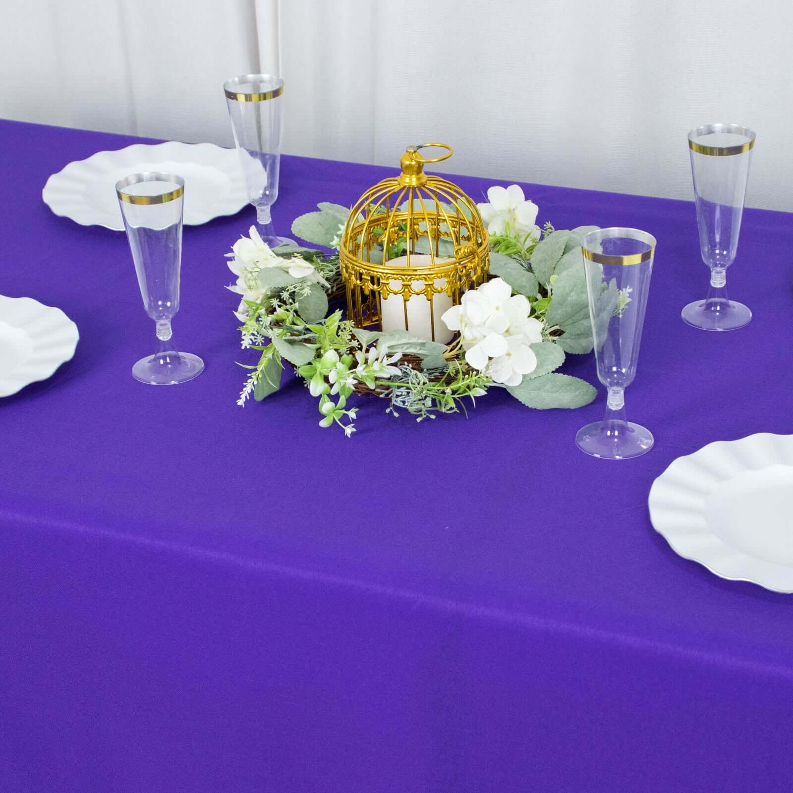 Premium Polyester 90"x156" Rectangle Tablecloth Purple - Seamless 220GSM Stain-Resistant Table Cover