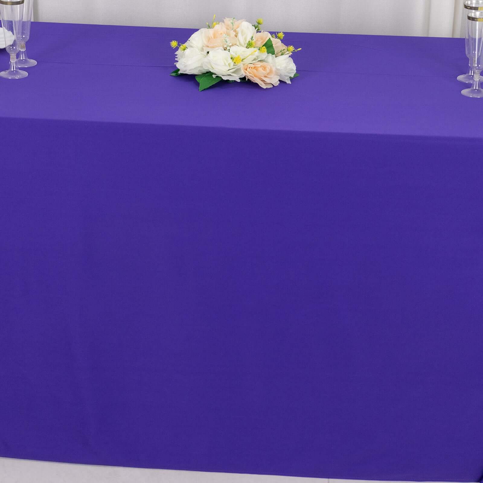 Scuba Rectangular 90"x132" Tablecloth Purple - Wrinkle Free, Stain Resistant & Seamless Table Cover