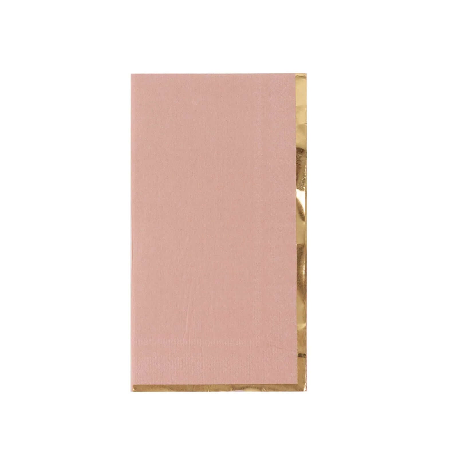 50-Pack Paper Dinner Napkins Dusty Rose with Gold Foil Edge 2 Ply - Stylish Disposable Napkins