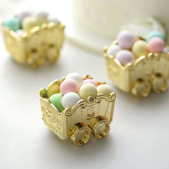 12 Pack 2.5" Gold Mini Chariot Treat Party Favor Boxes, Small Candy Container Gift Boxes