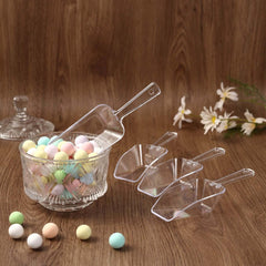 6-Pack Candy Scoops Kitchen Ice Scoop Design Clear - Plastic Disposable Supplies for Bar and Buffet Use 6"