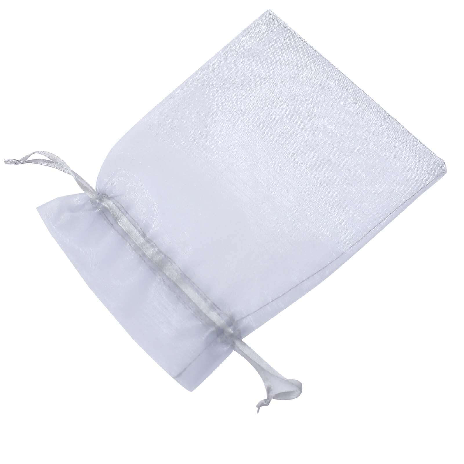 10 Pack 5"x7" Silver Organza Drawstring Wedding Party Favor Gift Bags