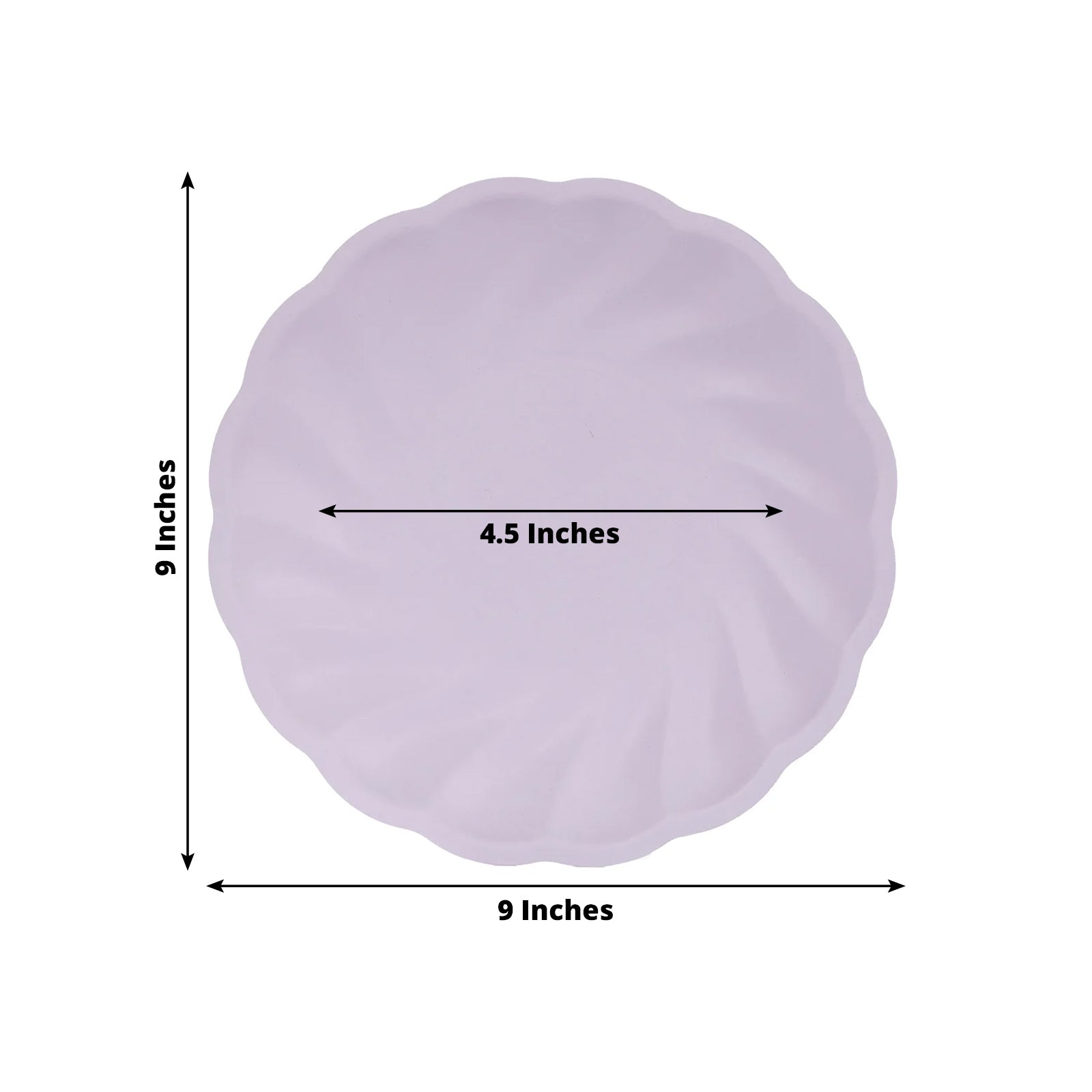 20 Pack Biodegradable Dinner Plates in Lavender Lilac – 9" Swirl Scalloped Pastel Color Compostable Bamboo Party Plates, Elegant Disposable Tableware